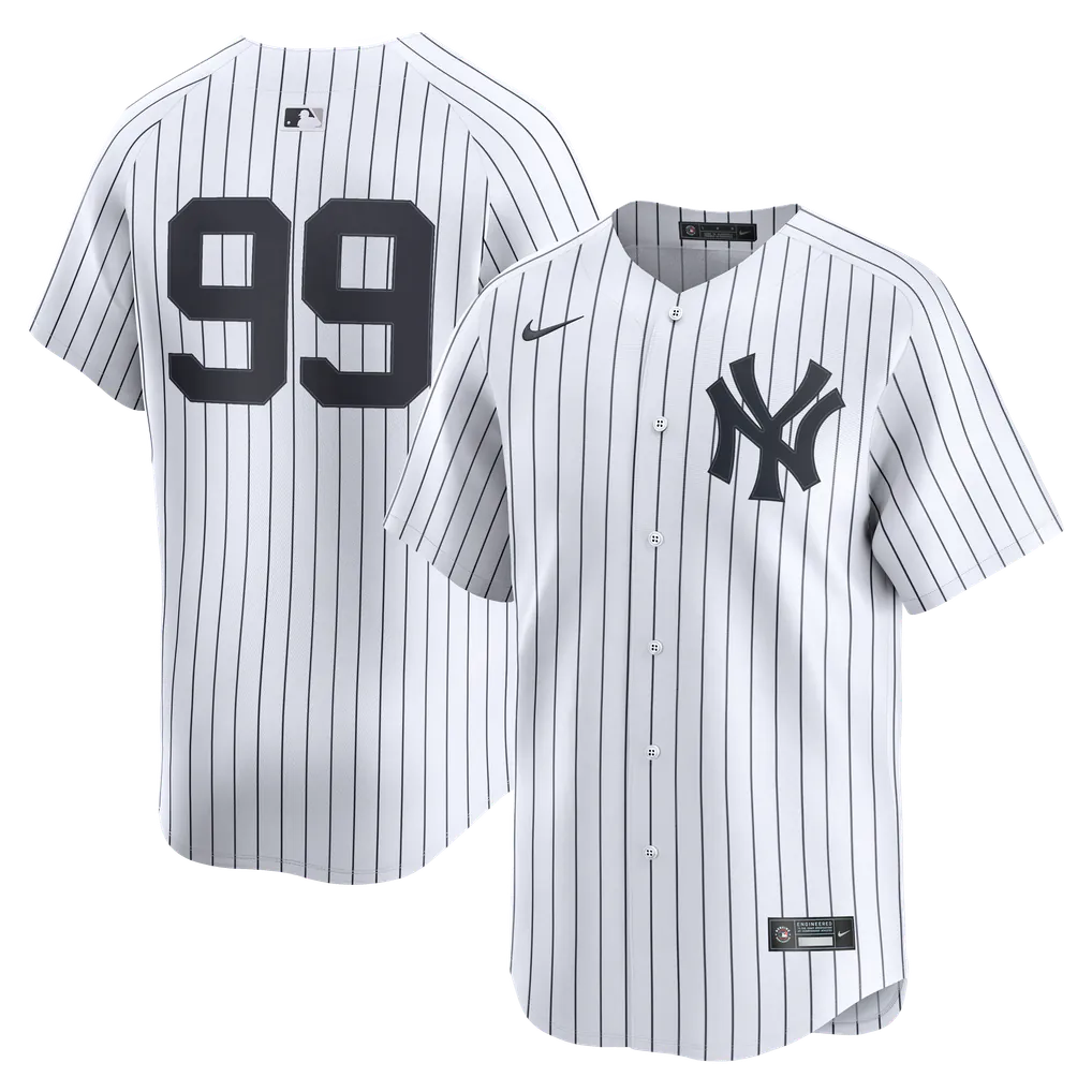 CASACA YANKEES 99 AARÓN JUDGE BLANCA RAYAS NEGRAS VERSIÓN FAN