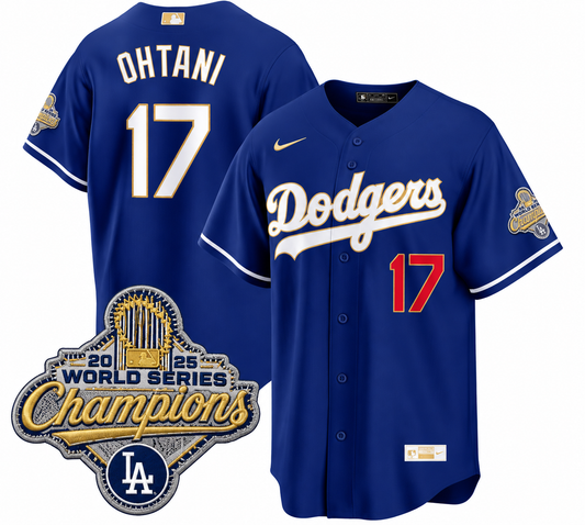 CASACA MLB DODGERS AZUL EDICIÓN CAMPEONES 2025 “OHTANI 17” VERSIÓN FAN