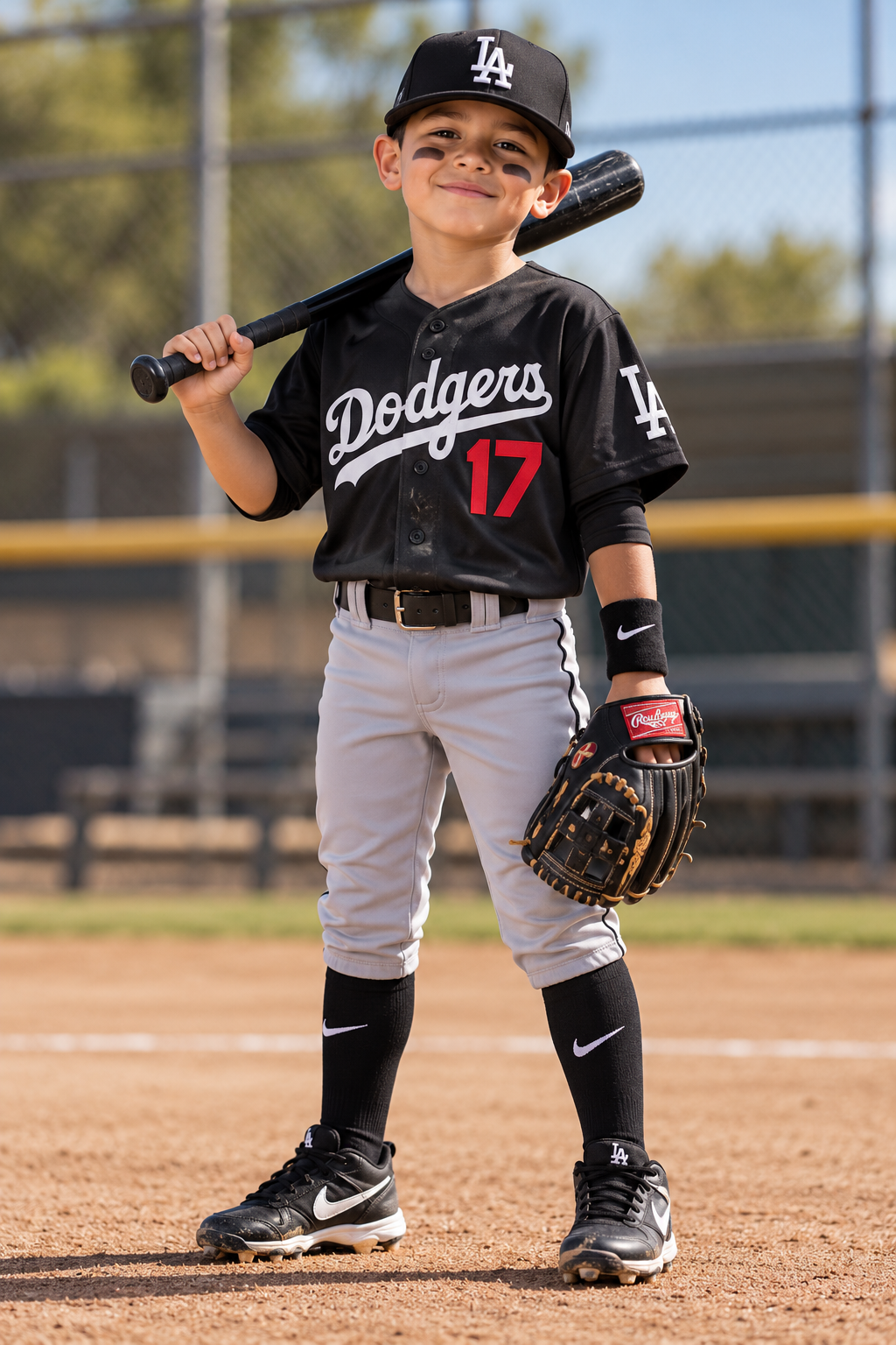 CASACA DODGERS NEGRA PARA NIÑO “OHTANI 17”